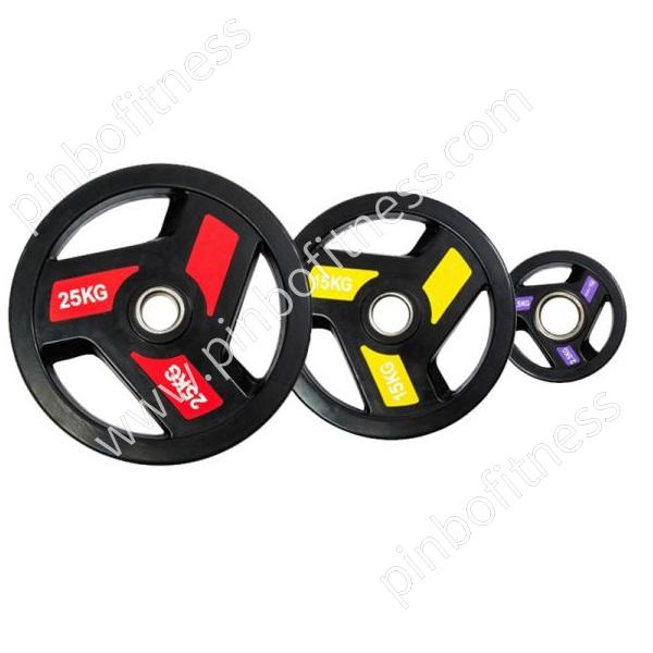 FW-P017  Black 3-Grip Rubber Coated Olympic Weight Plate