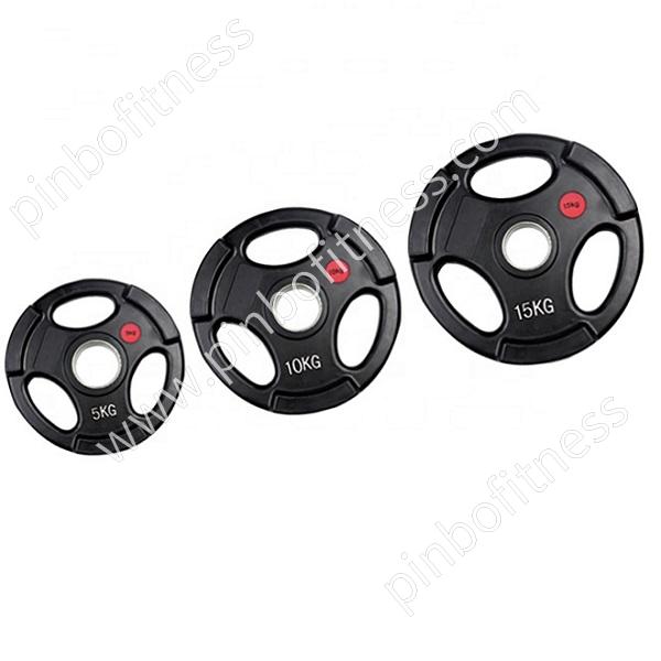 FW-P018  Black 3-Grip Rubber Coated Olympic Weight Plate