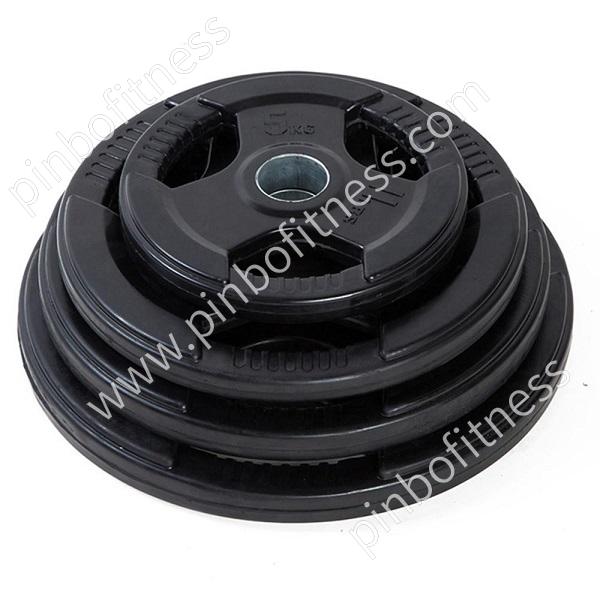 FW-P019  Black/Color 3-Grip Rubber Coated Weight Plate