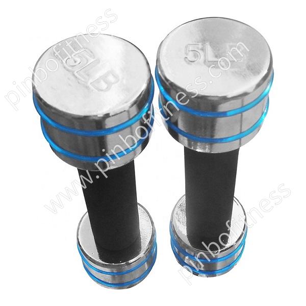 FW-D014 Chrome Dumbbell with Foam Grip and Rubber Stripes