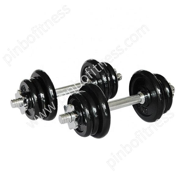 FW-D039 Black Cast Iron Dumbbell Set with Round Edge Plate