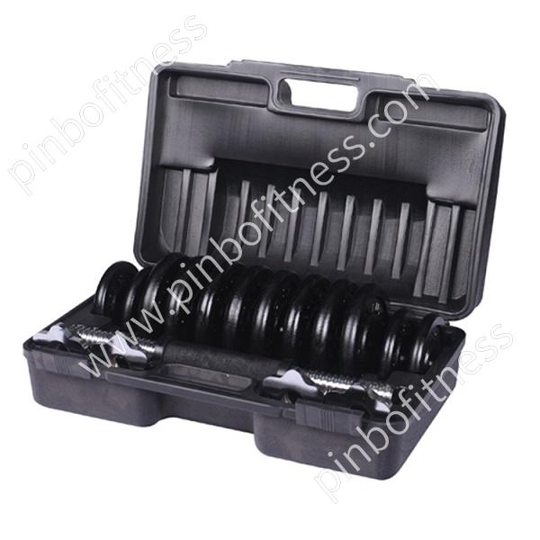 FW-D048 15KG Black Cast Iron Dumbbell Set with Carry Box