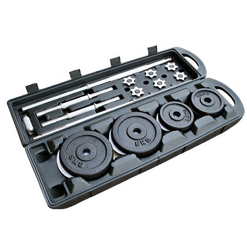 FW-D053B 50KG Black Cast Iron Barbell Set with Carry Box